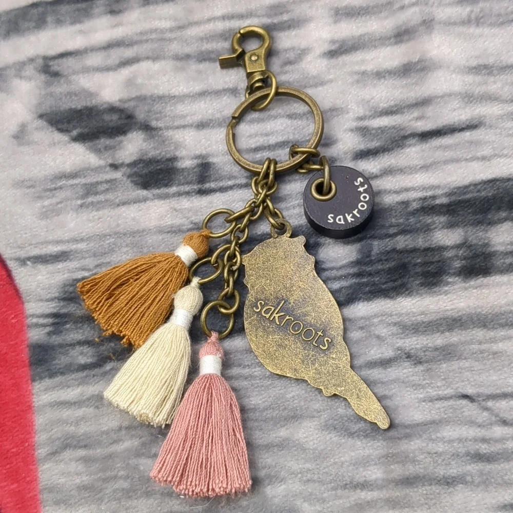 SakRoots Owl Keychain Charm  Keyring Enamel